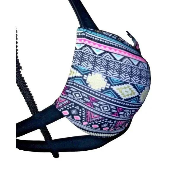Arizona Women's Padded Push Up Halter Bikini Bra Top Size L Strip - Picture 6 of 11